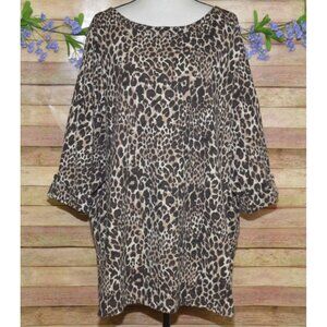 Catherines Suprema Collection 3/4 Sleeve Cheetah Animal Print Top Plus Size 3X